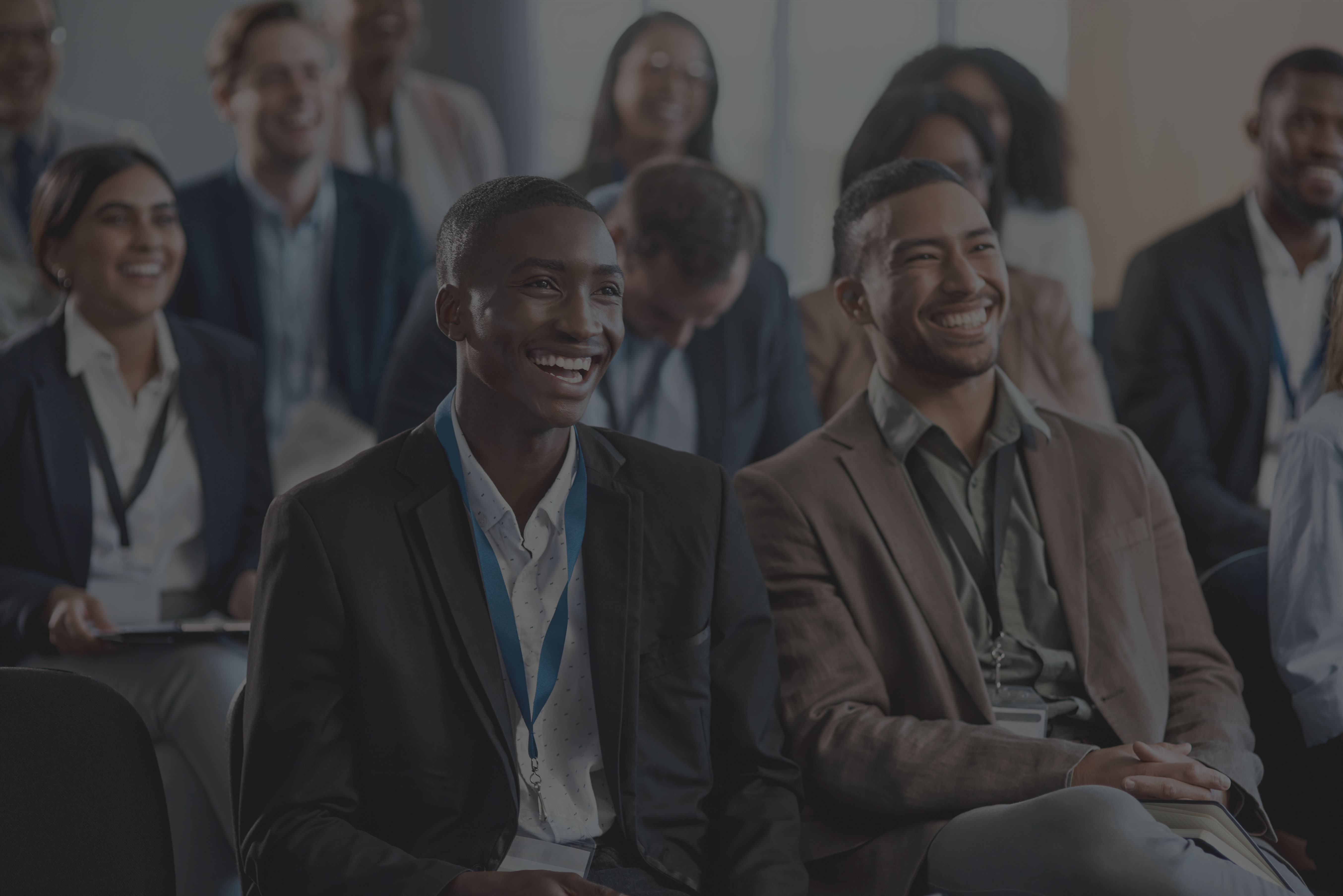 Business people attending conference