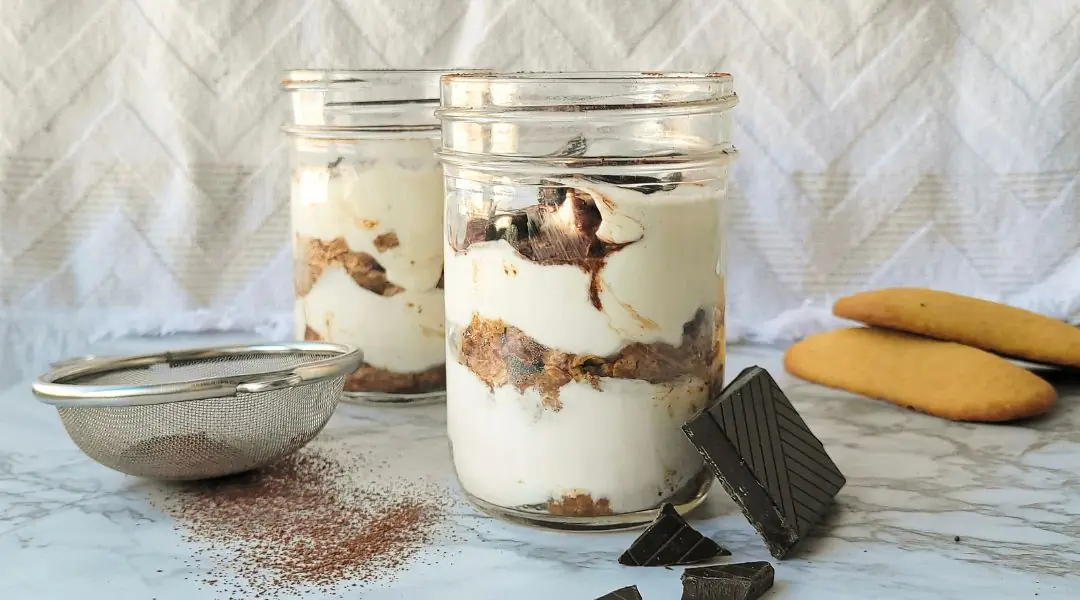 Layered tiramisu in a jar