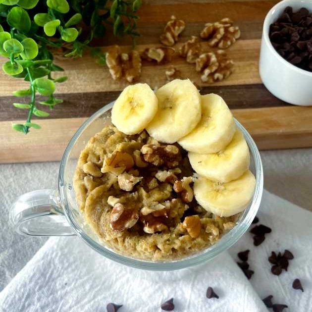 Mugcake déjeuner banane et avoine