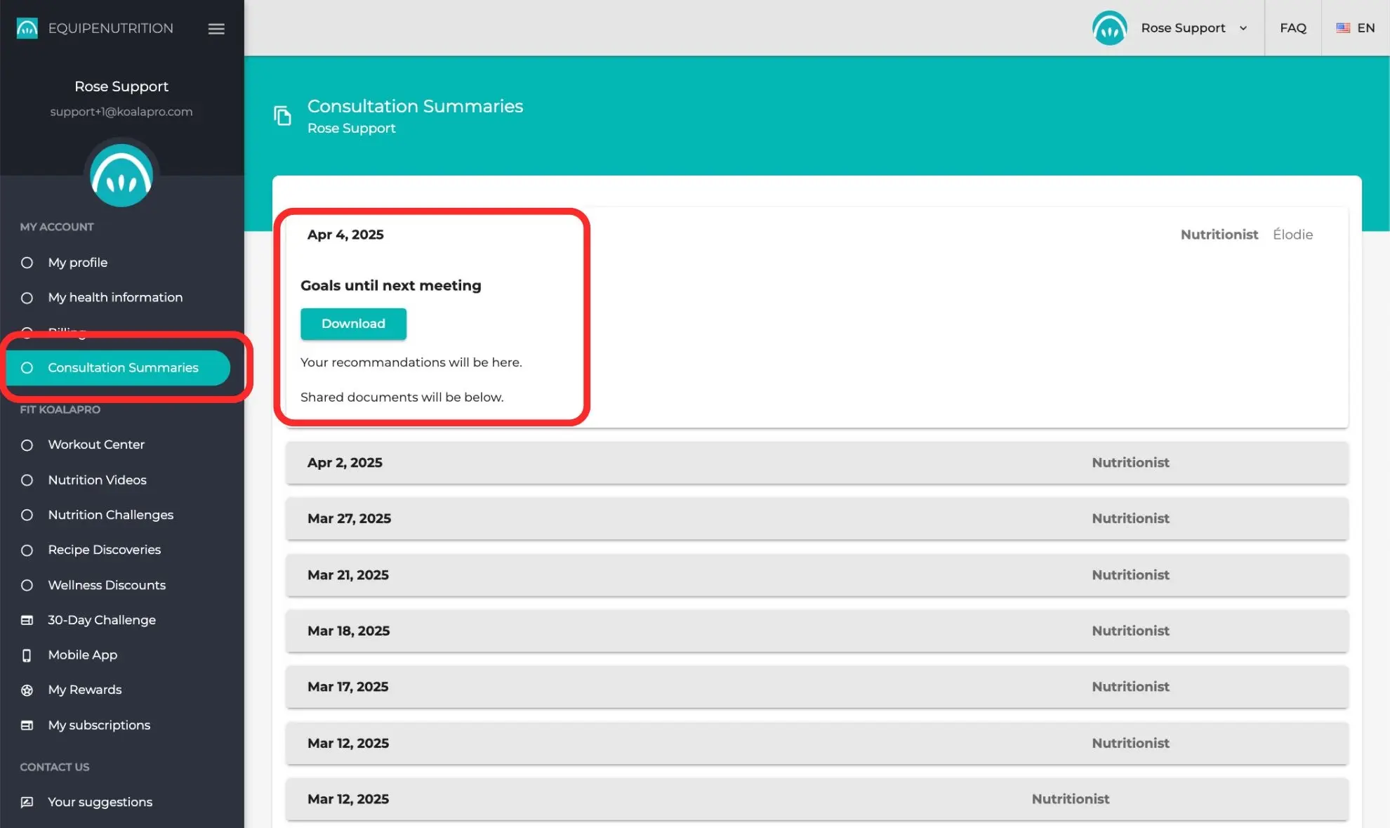 1.7 Where can I find my personalized recommendations and tools seen in consultation