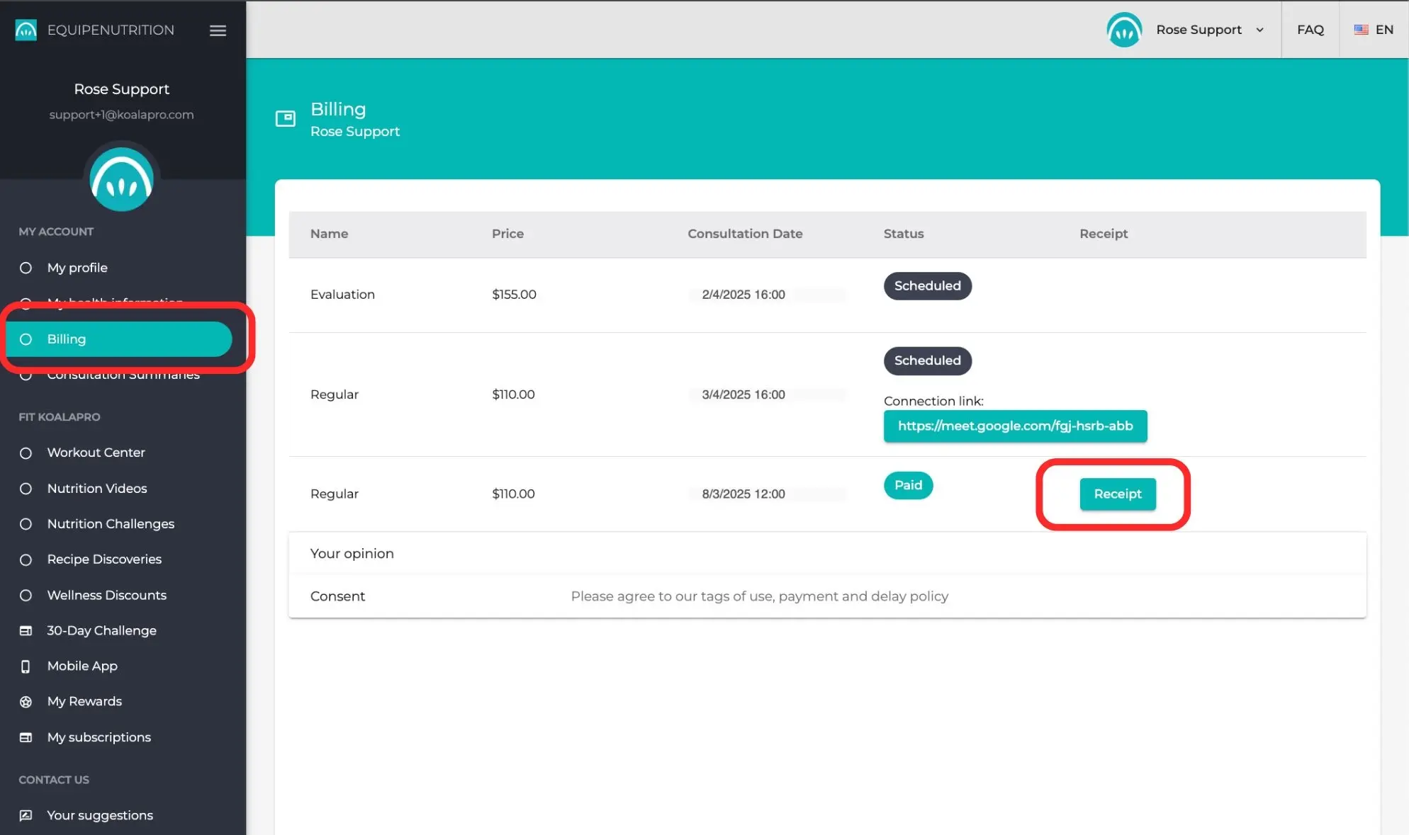 1.8 How do I access my insurance receipts
