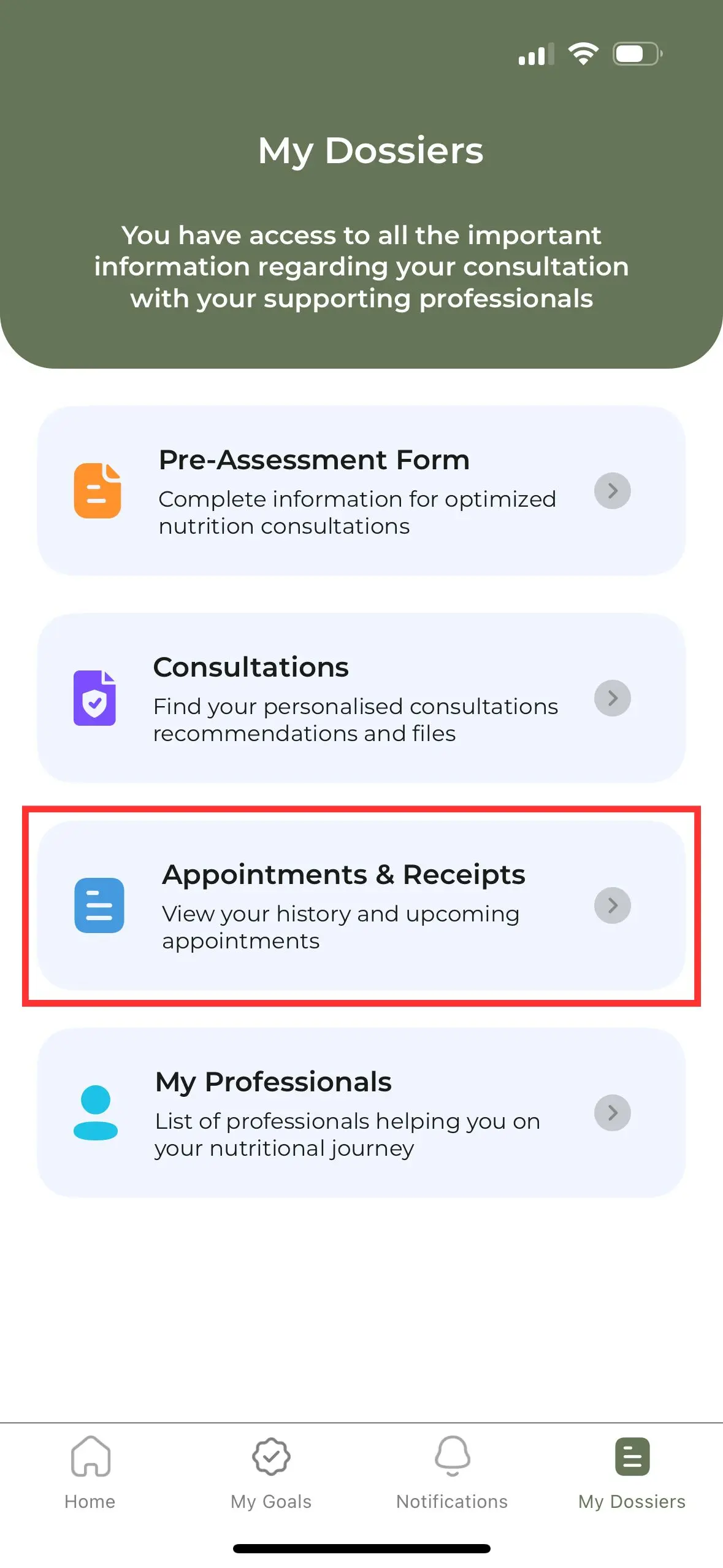 Where do I find the dates of my upcoming appointments?