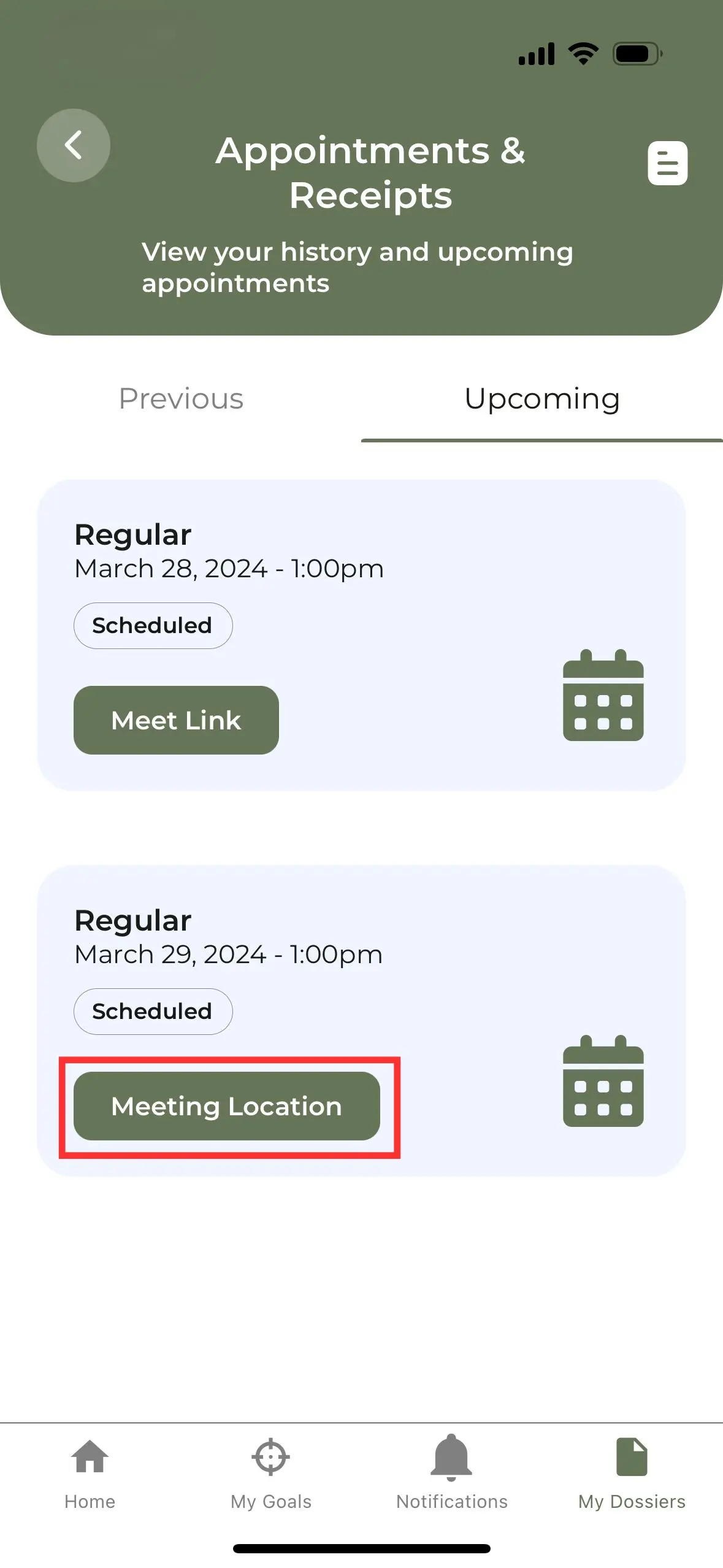 How can I find the address of my appointment?