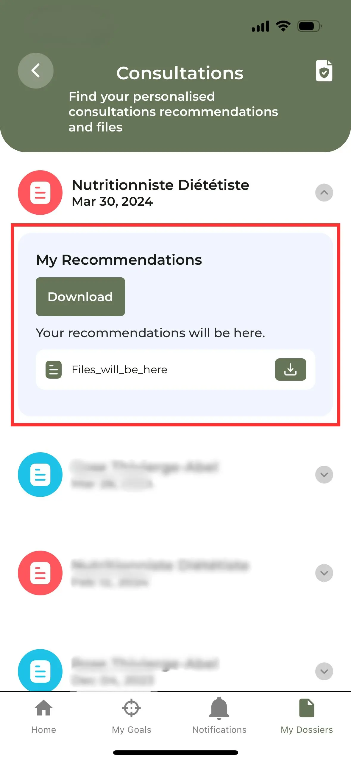 Where can I find my personalized recommendations and tools seen in consultation?