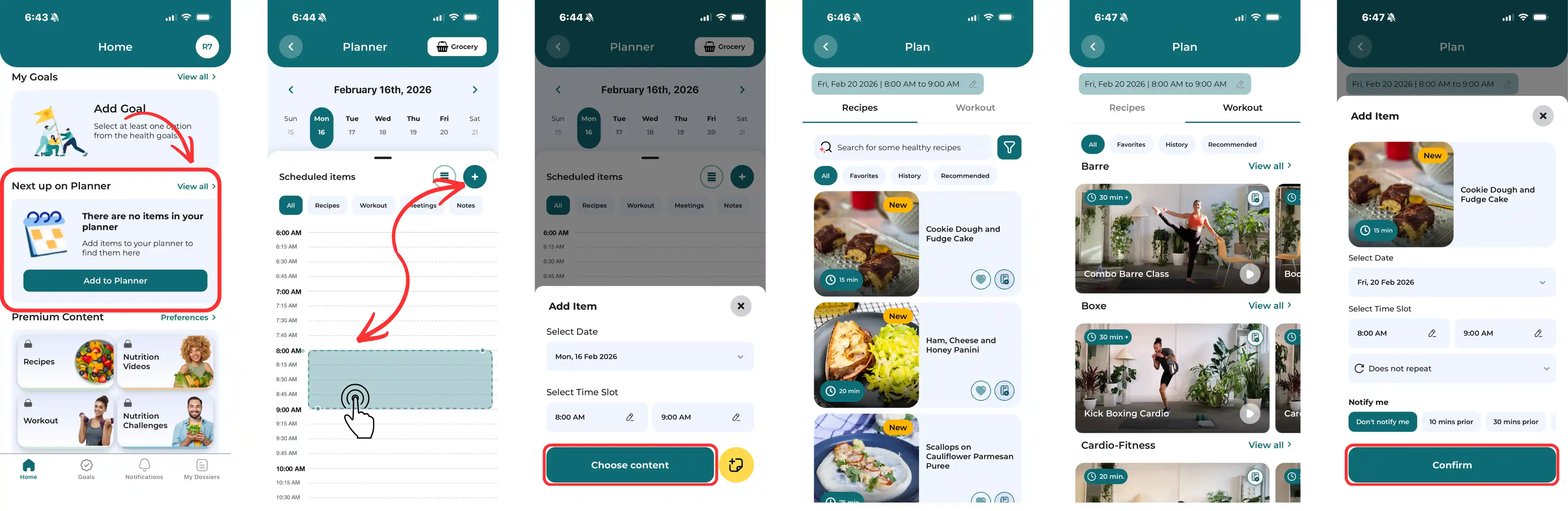 3.11 How do I add Recipes or Workouts to the Wellness Planner?