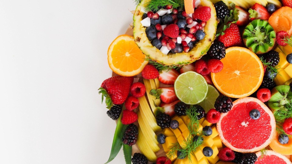 colorful fruit on a white background