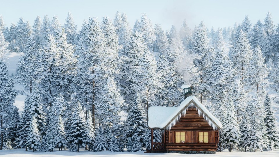 winter cabin in the woods