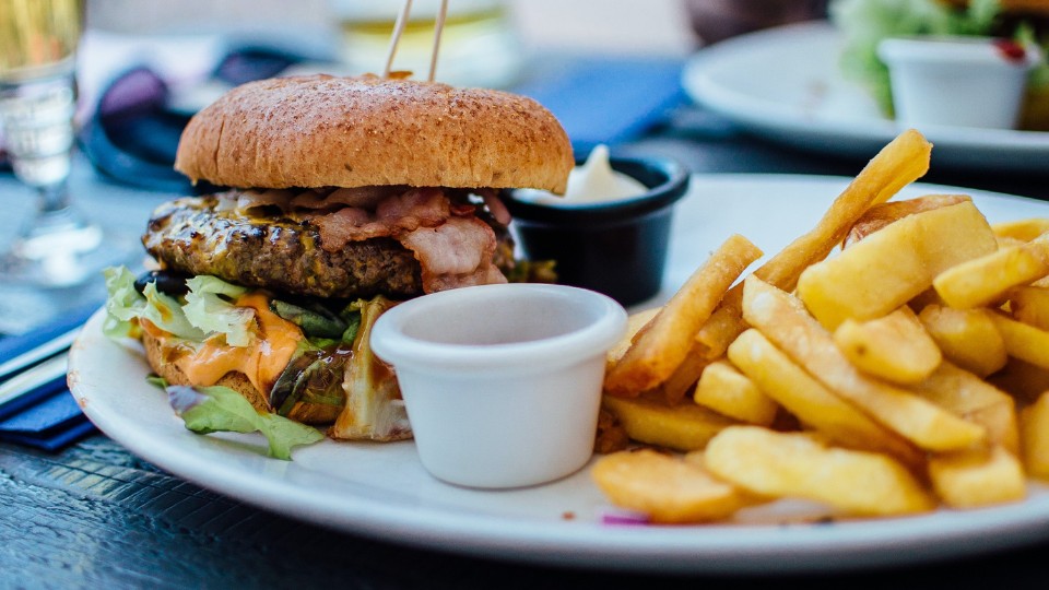 Burger and fries