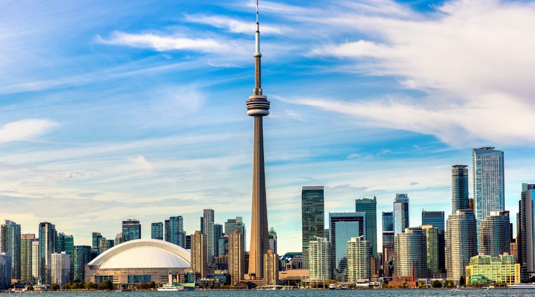 skyliner of toronto with cloudy sky