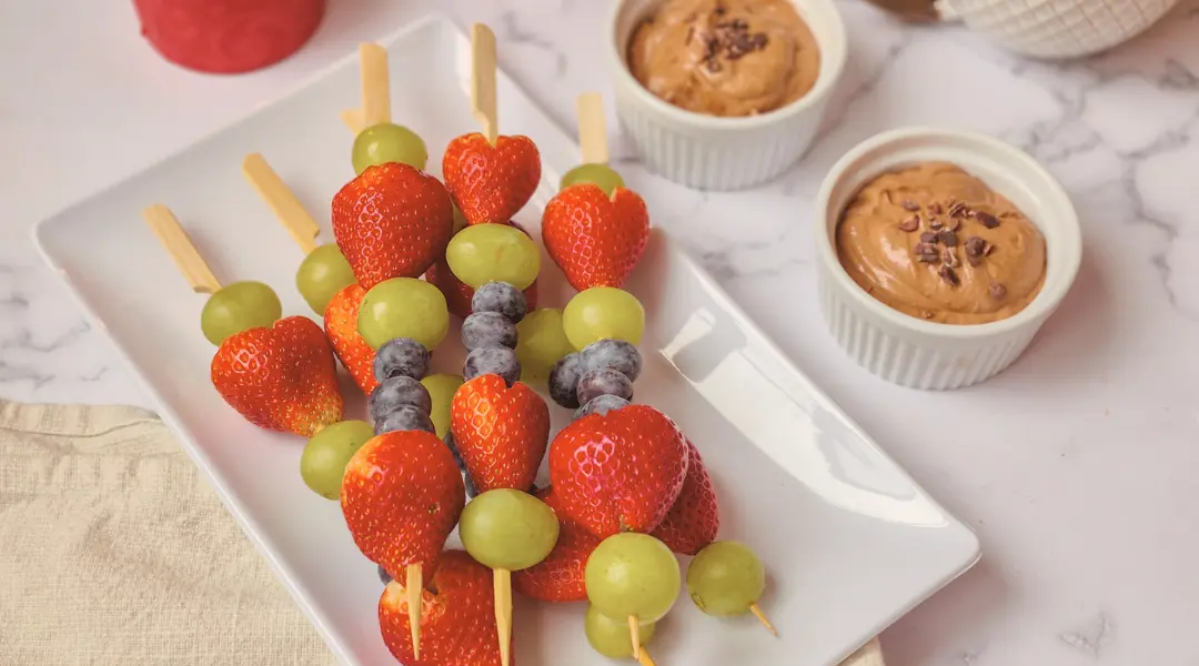 fruit skewers with chocolate dip