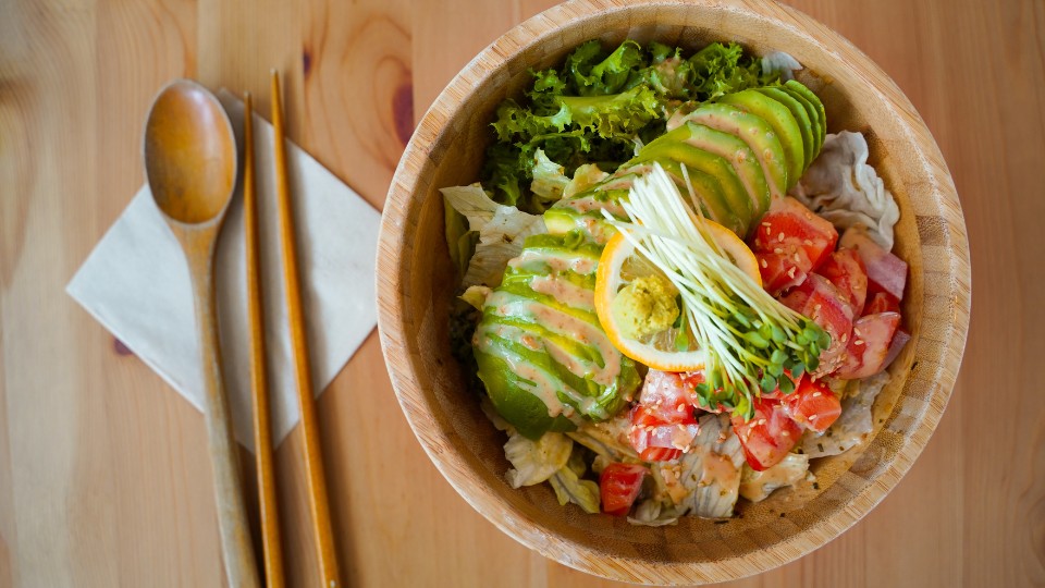 salad bowl with cutlery