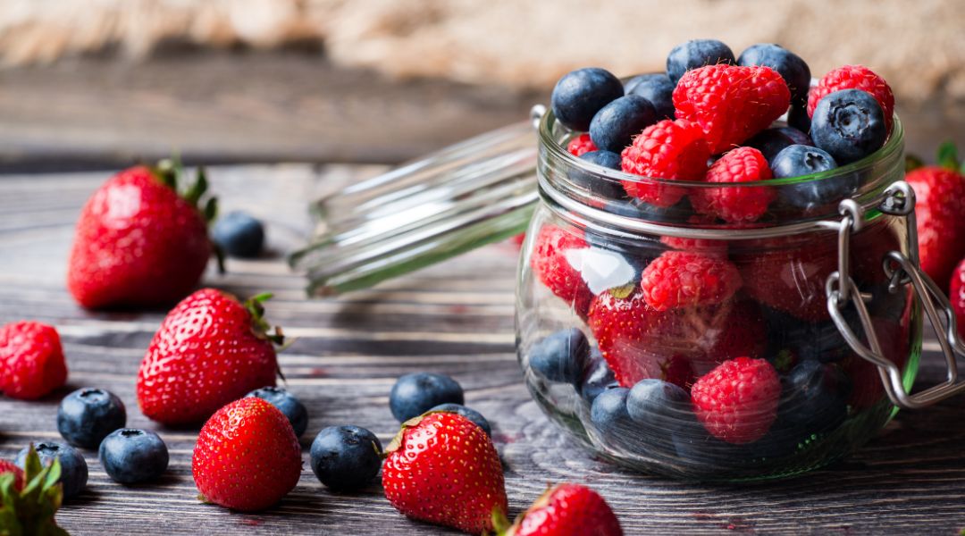 mixed berries in a jar