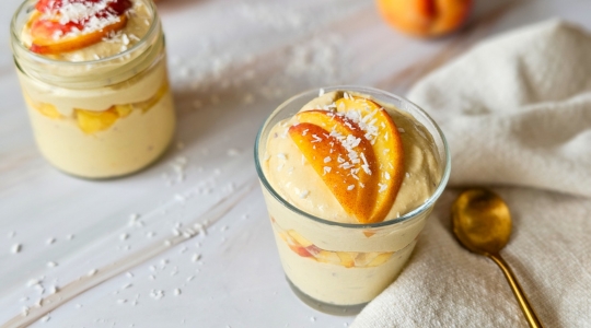 Mango, Peach, and Coconut Tofu Mousse  