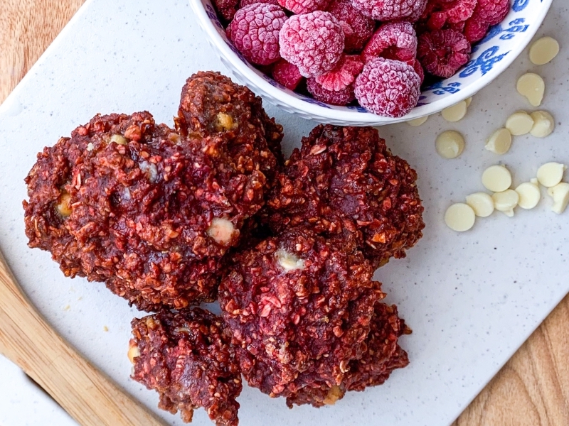 Beet, Raspberry, and White Chocolate Cookies