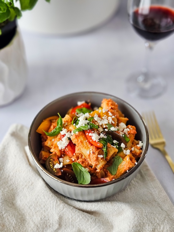 Rigatonis with Roasted Pepper Sauce Healthy Recipe