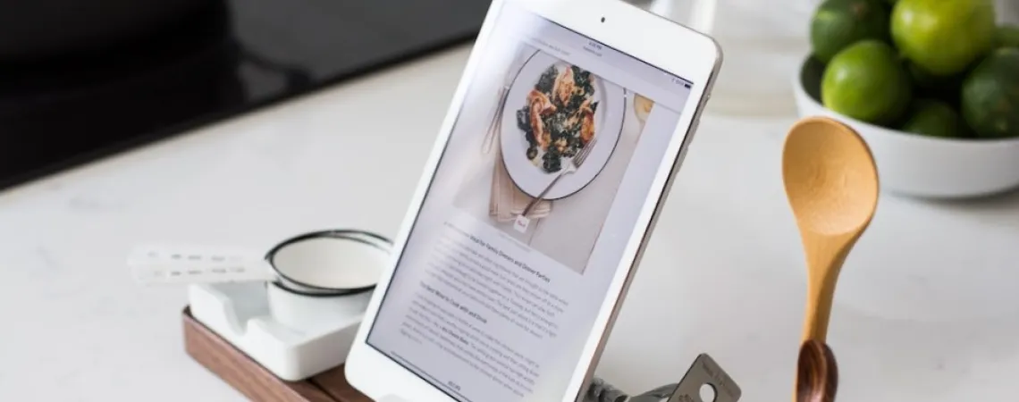 technological tablet featuring a recipe