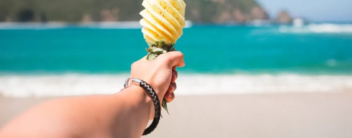 ice cream on a cone at the beach