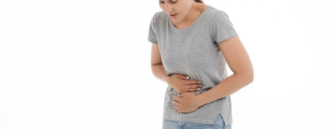 woman writhing in pain