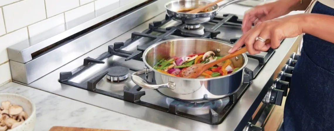 cooking vegetables on the stove