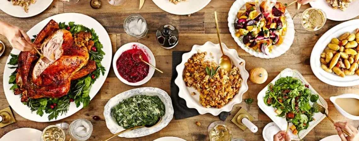 A lot of food on the table for Thanksgiving