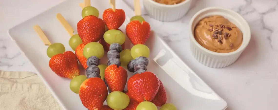 fruit skewers with chocolate dip