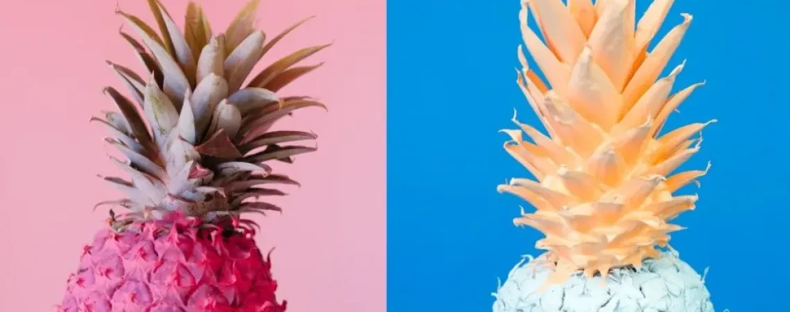 pink pineapple blue pineapple