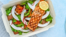 take out salmon on a salad