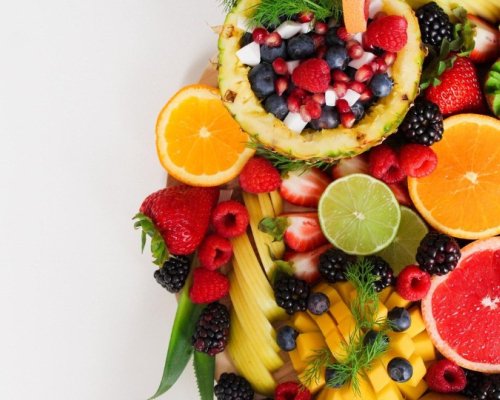 colorful fruit on a white background