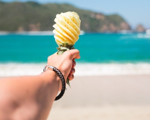 ice cream on a cone at the beach