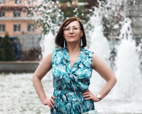 Confident Woman dressed in blue