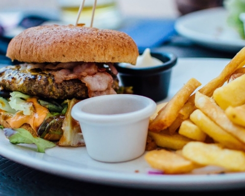 Burger and fries