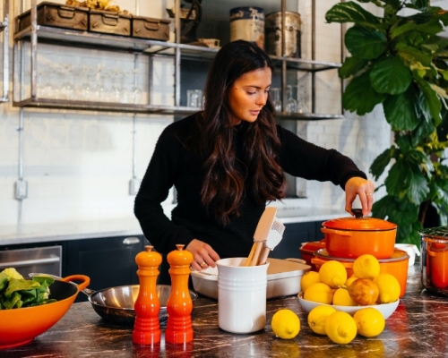 woman cooking in a modern kitchen