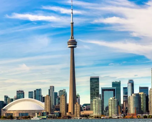 skyliner of toronto with cloudy sky