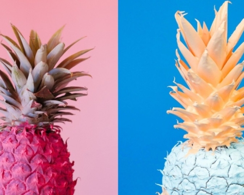 pink pineapple blue pineapple