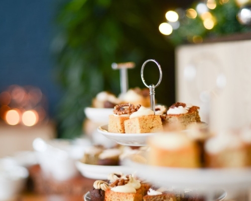 small cakes on trays