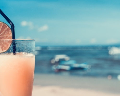 a cocktail on the beach