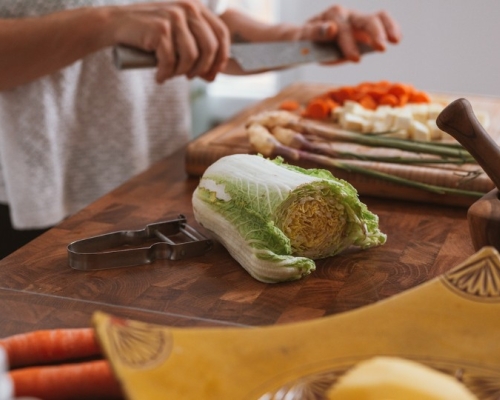 an autonomous person in the kitchen