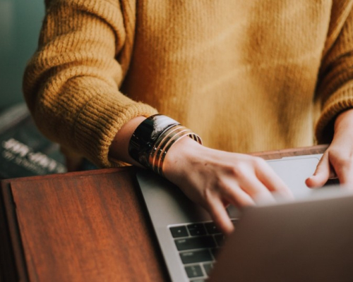 A dietitian working on her laptop 