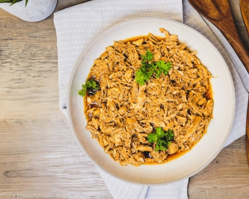 Bowl of shredded meat