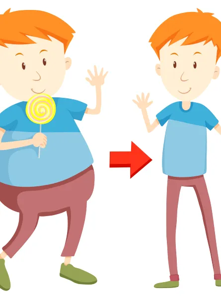 an obese child and a slim child