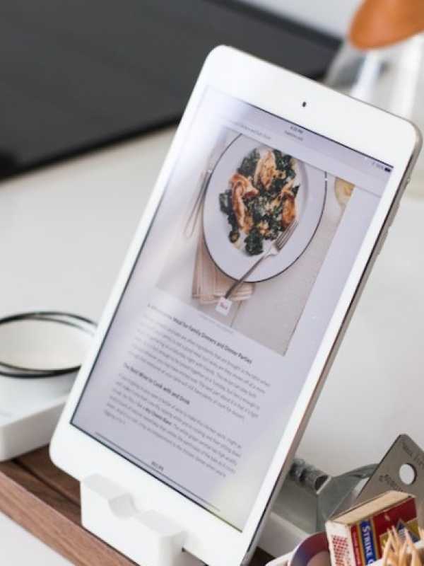technological tablet featuring a recipe