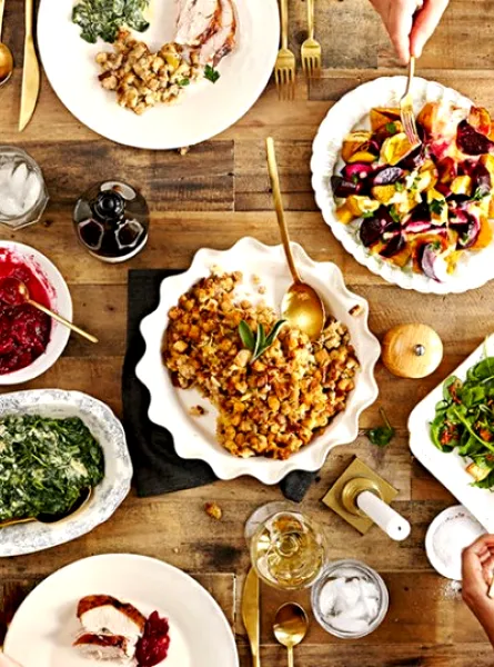 A lot of food on the table for Thanksgiving