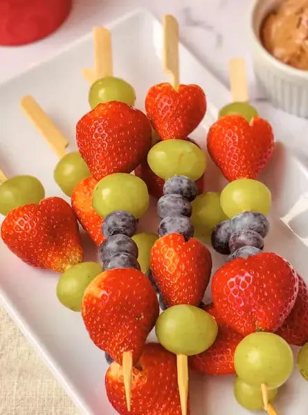 fruit skewers with chocolate dip