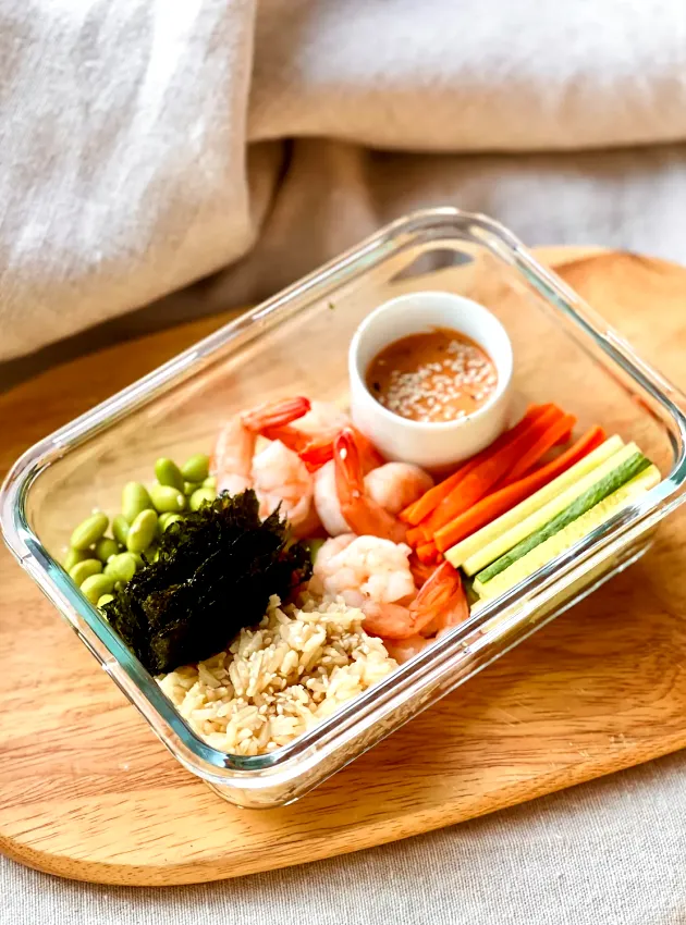 Bento asiatique aux crevettes ÉquipeNutrition Asian Shrimp Bento TeamNutrition