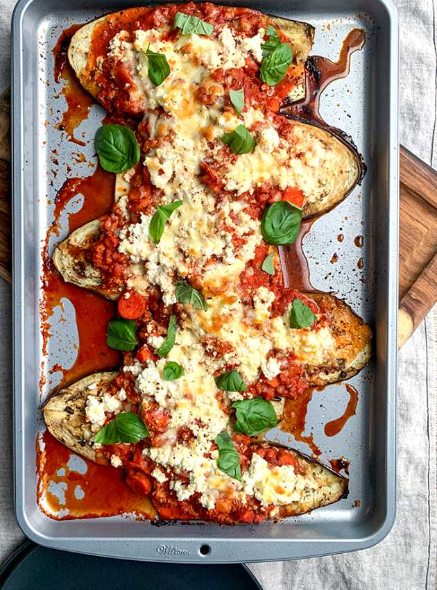 Aubergines garnies à la dinde et à la ricotta