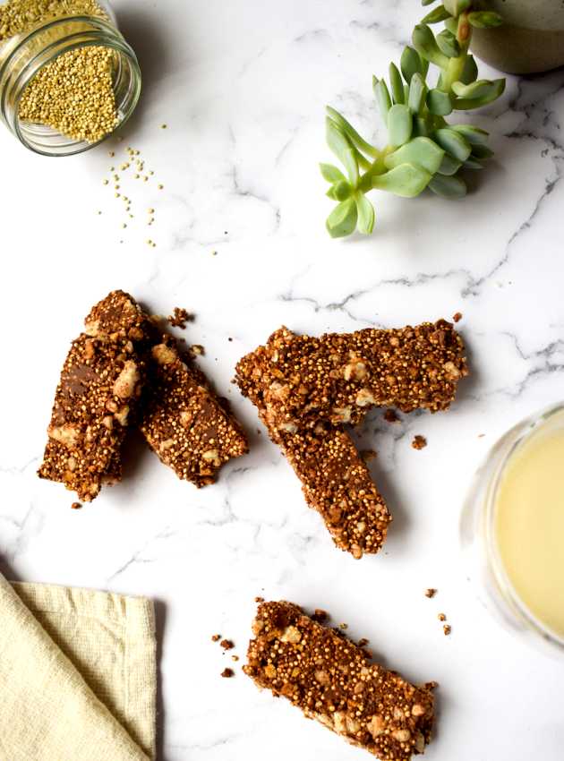 Barres tendres énergétiques au quinoa et chocolat