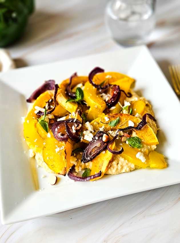 Courge Butternut rôtie sur hummus crémeux ÉquipeNutrition Teamnutrition