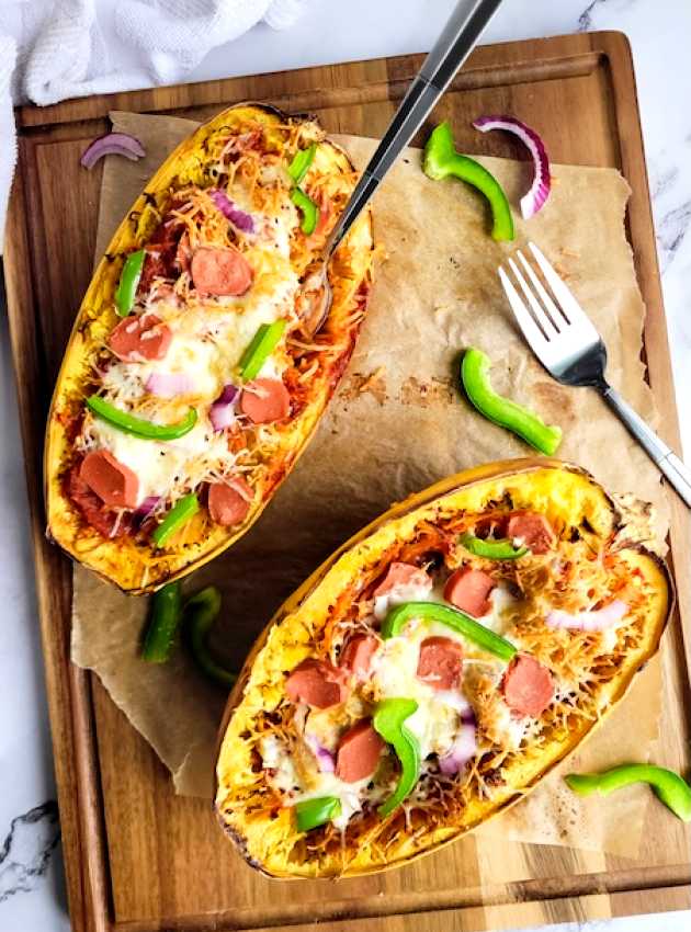 Courge spaghetti style pizza Spaghetti Squash Pizza Style ÉquipeNutrition Teamnutrition