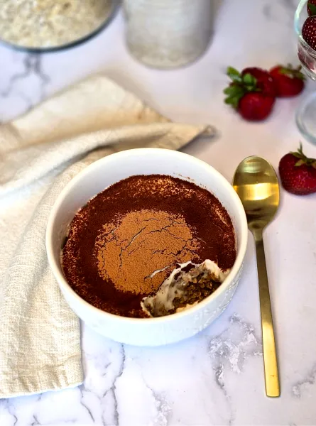 Gruau style tiramisu protéiné ÉquipeNutrition Protein Tiramisu-Style Oatmeal TeamNutrition