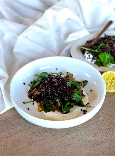 Beluga lentils and lemon yogourt Lentilles Beluga Yogourt au citron ÉquipeNutrition Teamnutrition